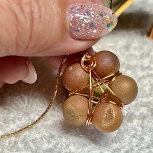 Druzy pentagram star pendant